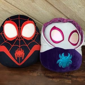 Spiderman Amazing Friends Squishmallow Ghost and Miles Morales 8” NWT HTF Plush